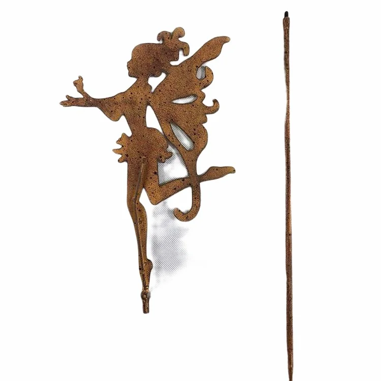 Wholesale Garden Decor Support Holder Rust Metal Fairy Plant Stick