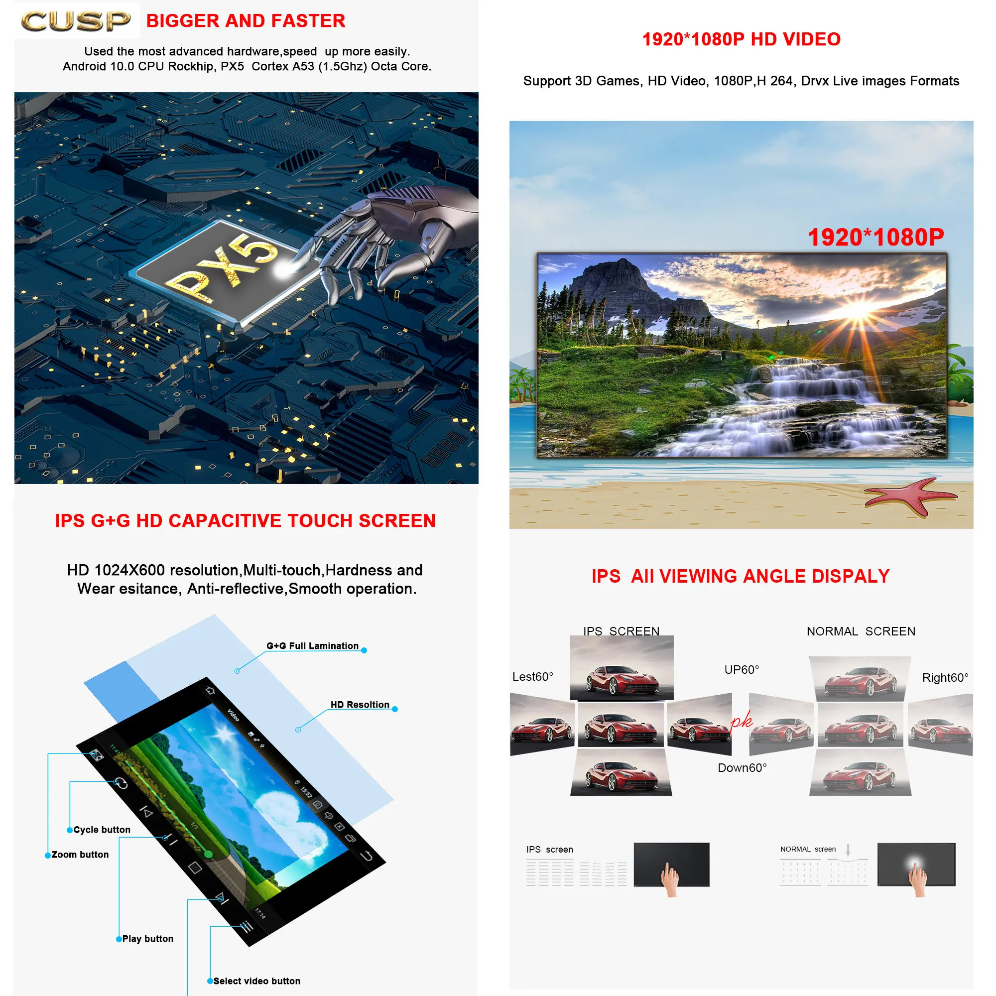 4G64G 10inch Big Touch Screen for Ford Mustang 2010-2014 of CUSP GPS Multimedia Navigation DSP Android CarPlay AI Box Android 11