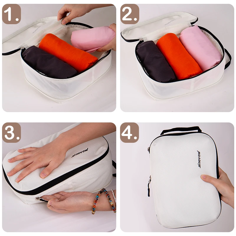 Custom Logo Travel Accessories Laundry Pouch 2pcs Pack Organizer Set Compression Travel Luggage Packing Cubes