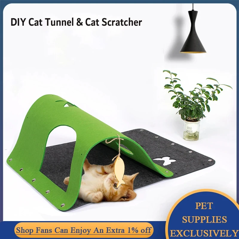 felt Cats Blanket Cat Tunnels Play, Mat Bed Mat Hunt and Chase Center for Kittens Cat Toy Activity Rug Toy Exercise