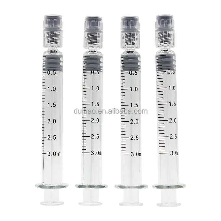 0.5/1/1.5/2.25/3/5/10 ml Luer Lock Syringes Medical Sterile with Graduated Glass Barrels