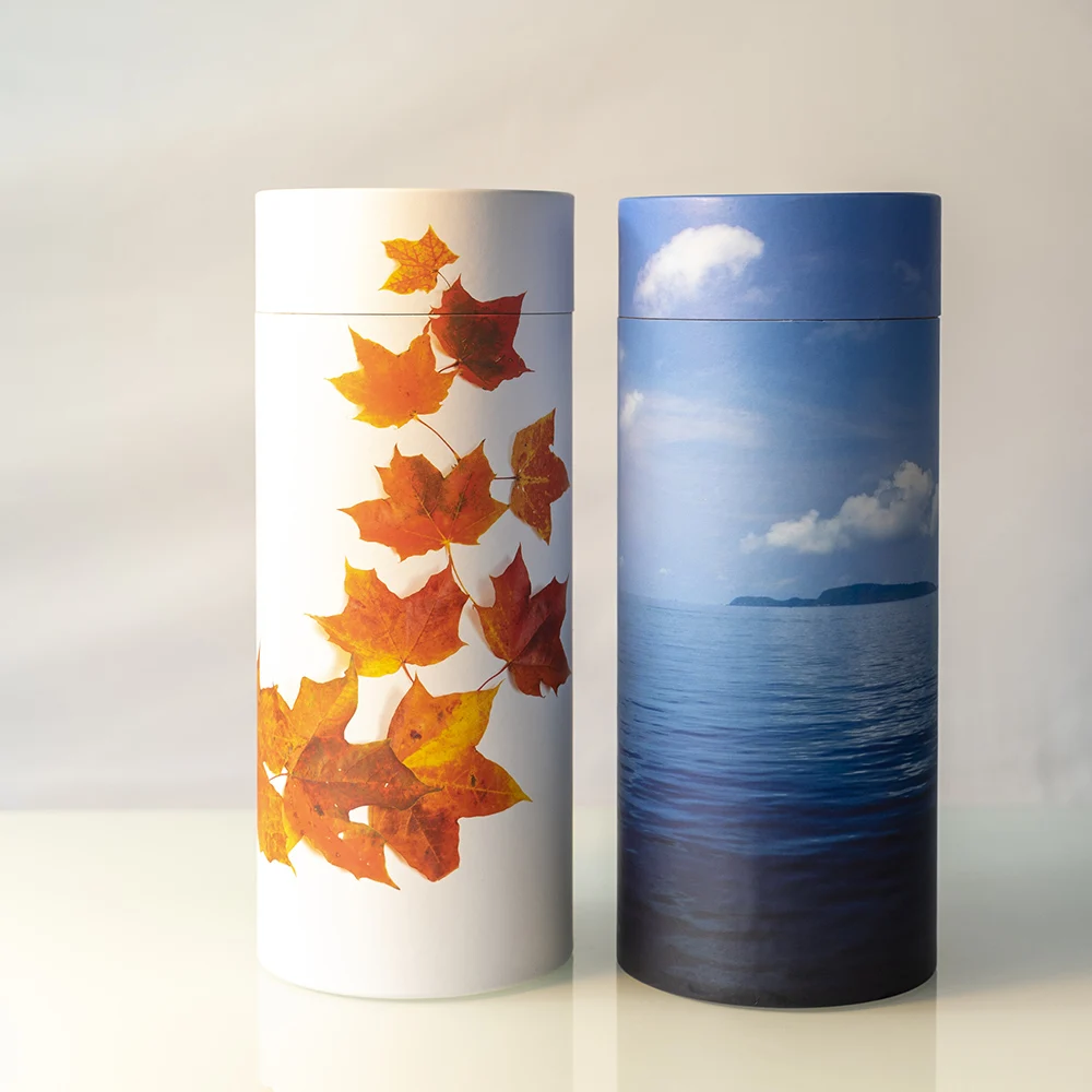 Urne aus Papier Bios men Adult Urns Box Printed Scatter Tubes Ashes Cardboard Paper Custom Made For