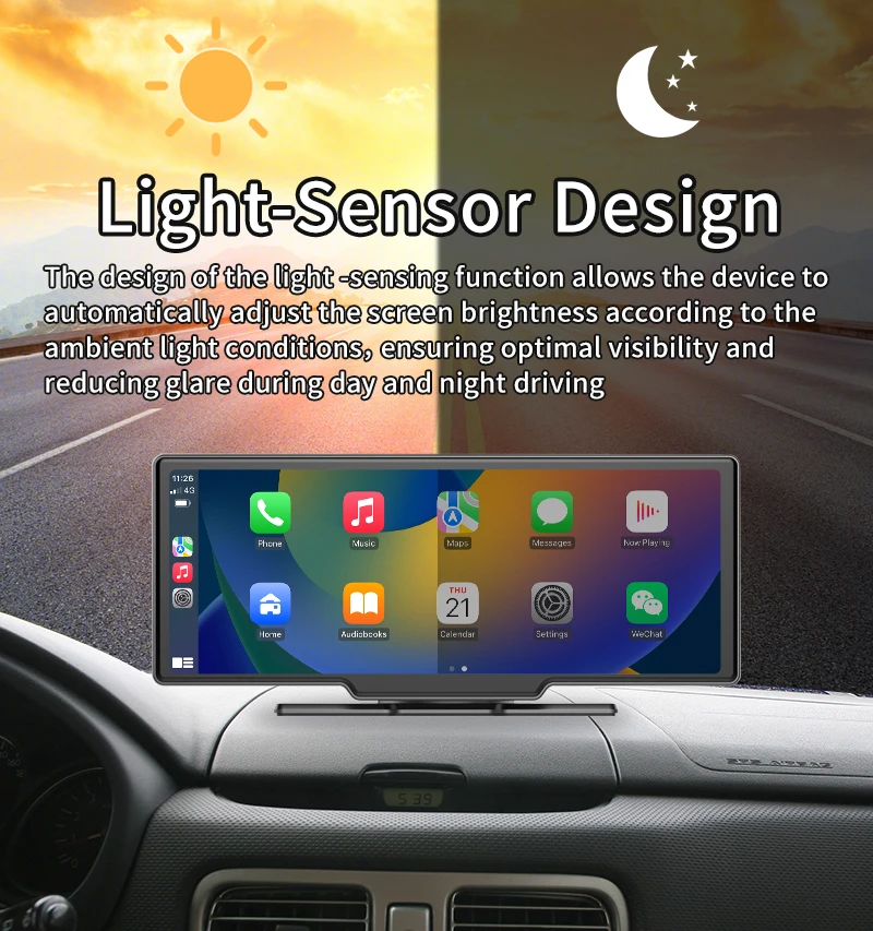 Maustor 10 inch Portable Universal Android Car Radio Touch Screen ADAS TF Card FM BT WIFI CarPlay Built-In Speaker