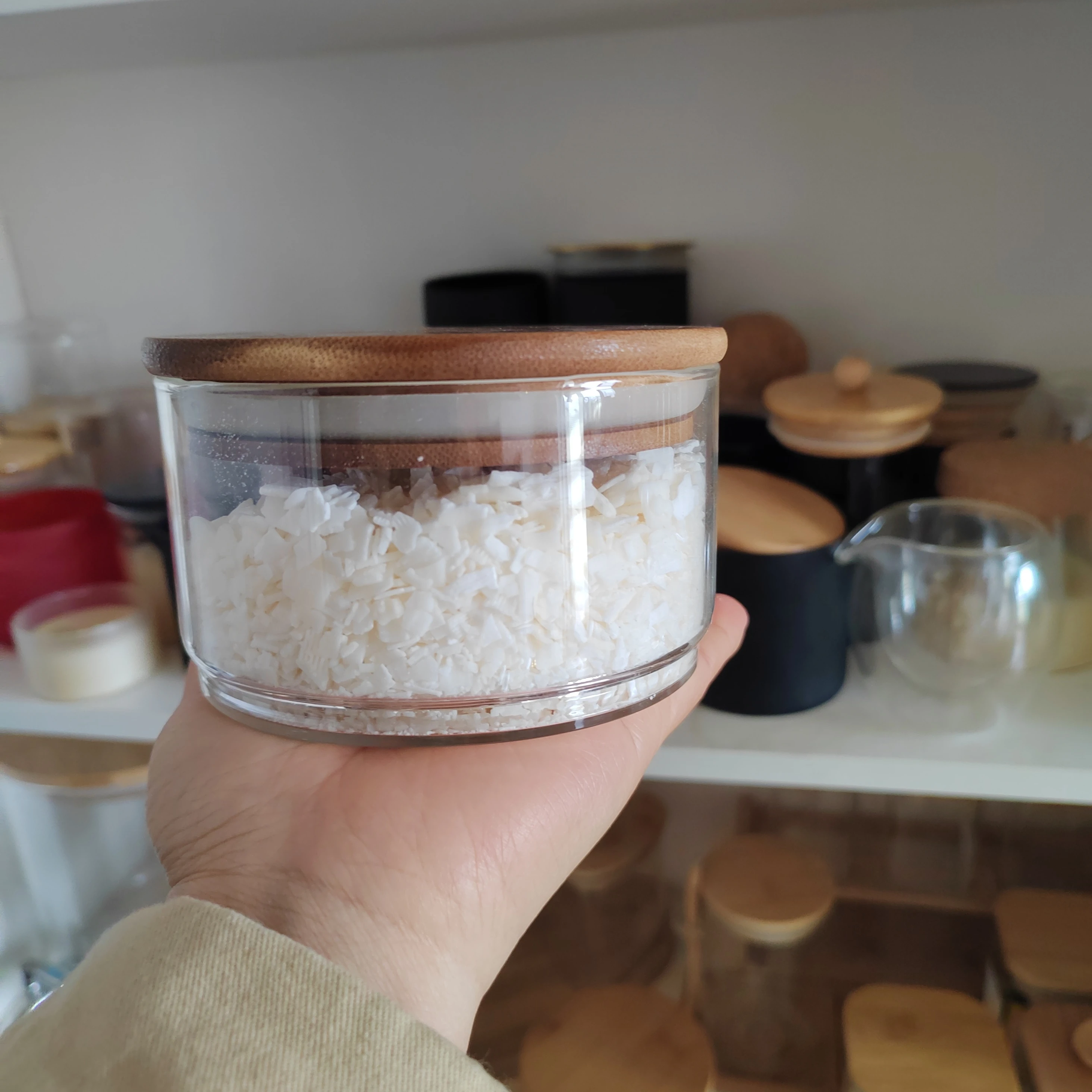 Heat resistant big mouth glass candle jars with brown  lid 17oz empty glass candle holders with lid