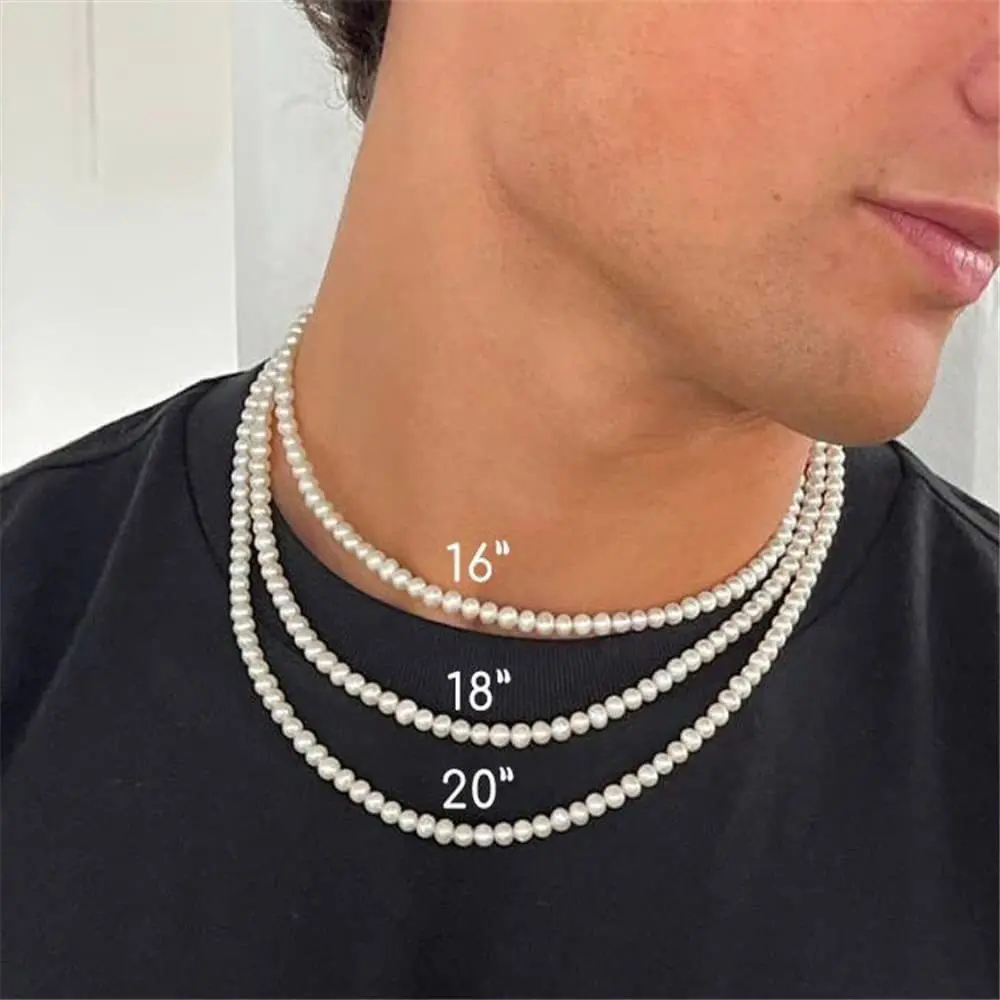 wholesale cheap  glass pearl necklace for men different length pearl  beads necklaces