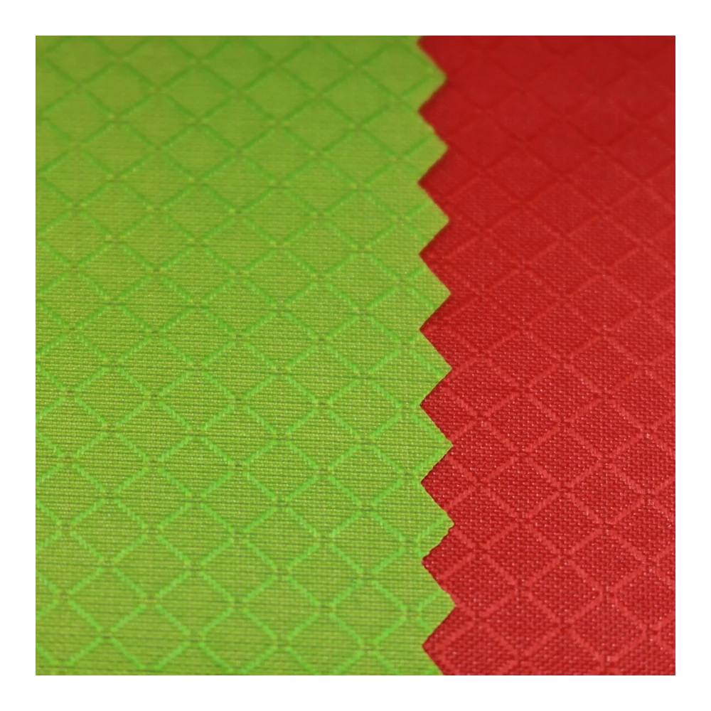 pu coated 70D small diamond grid ripstop nylon fabric