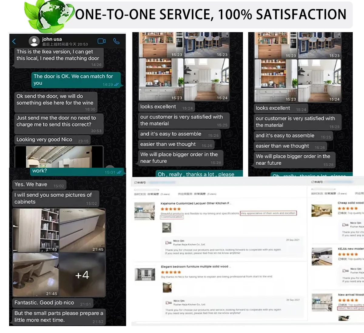 KEJIA Cheap Simple Small Kitchen Design Modern Kitchen Complete Set Black Color PET Melamine Kitchen Cabinets