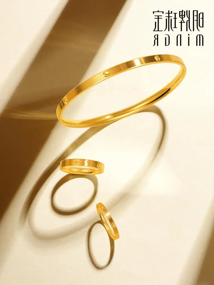 Mingpai Jewelry Gold Bracelet Foot Gold Highlight Gloss Diamond Pattern Simple Dumb Women Bracelet Fashion AFI0062