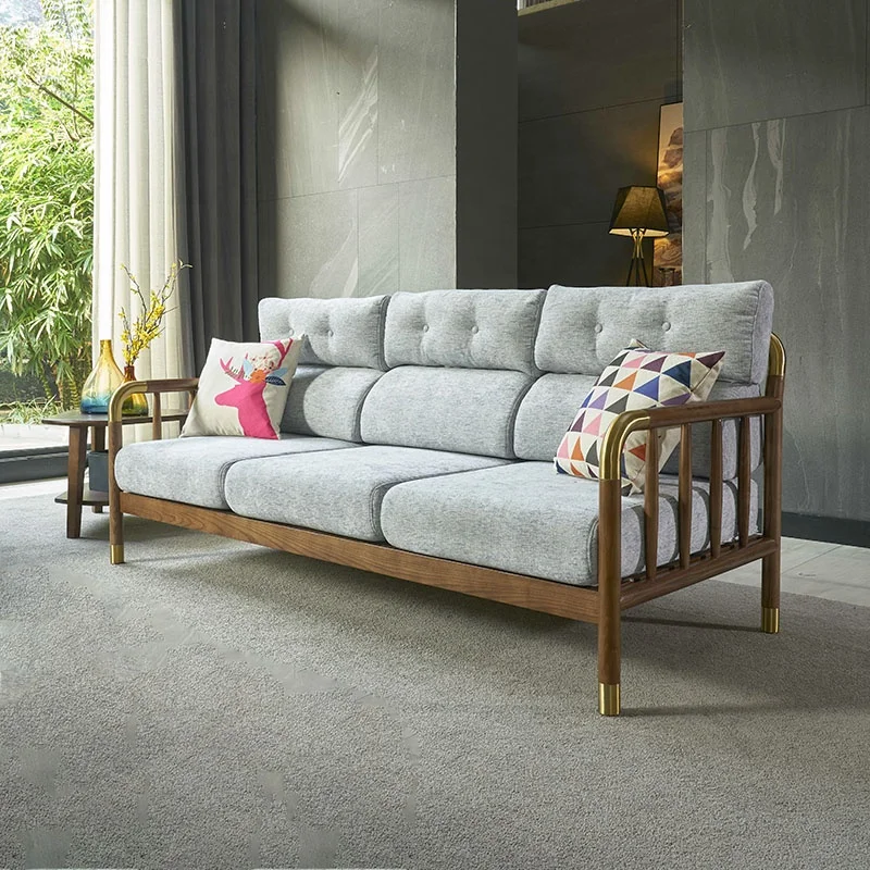 Modern Nordic Solid Wood Furniture Living Room Fabric Sofa Set