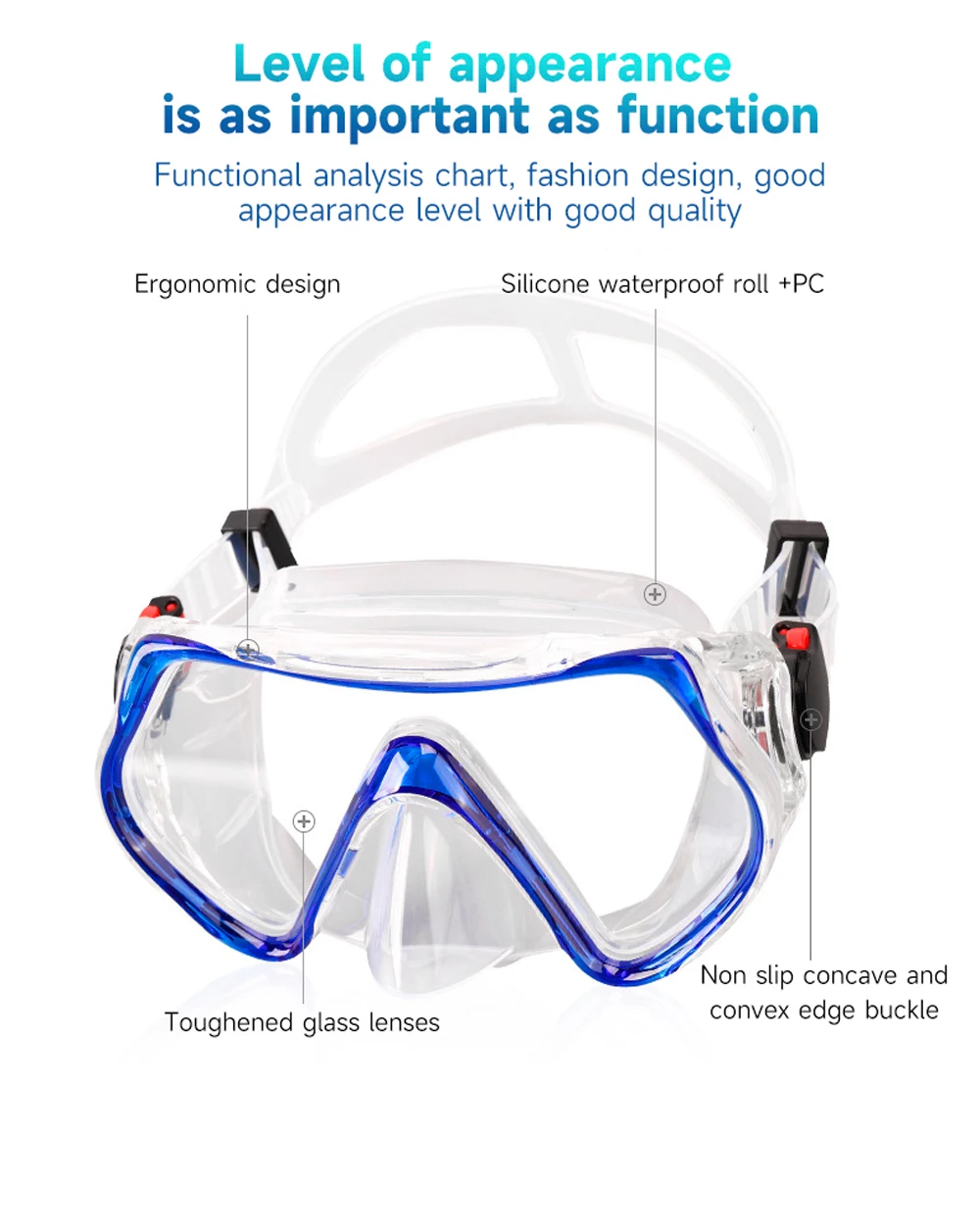 Anti-fog Anti-leak Liquid Silicone Diving  Goggles Glasses Full Face Snorkel Mask Swimming Equipment for Adult