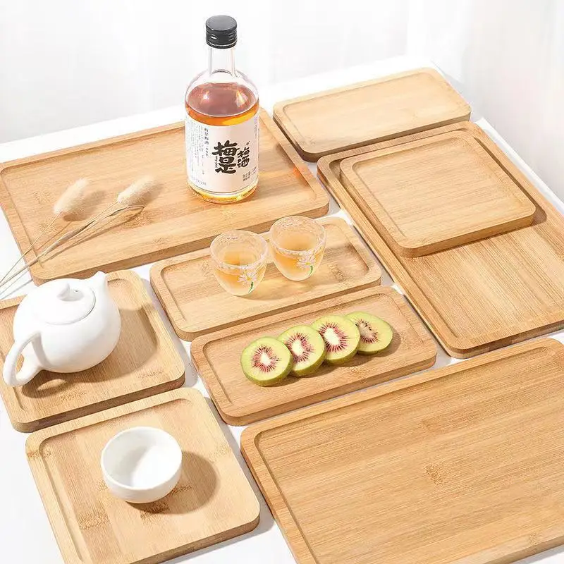Factory hot selling bamboo and wooden tray rolling tray wood food plate acacia wood tray