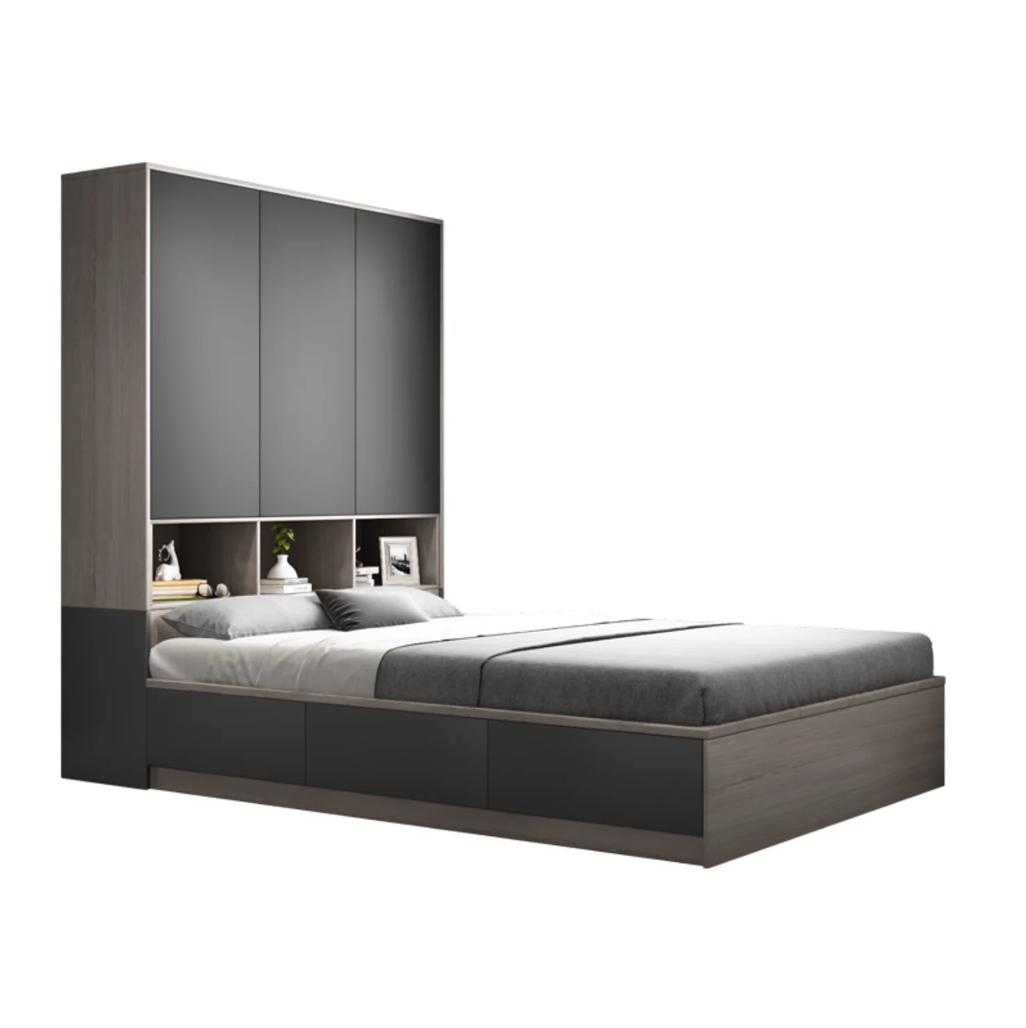 Luxury Custom Modern Furniture Set Frame Design 1.8 M Drawers Solid Wooden Beds Double Wood Bed With Storage