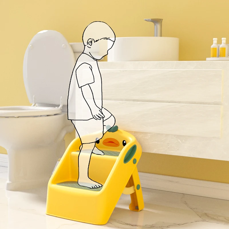 Cute Duck Shape Double Step Toilet Toddlers Baby Child Double Plastic Step Stool For Kids