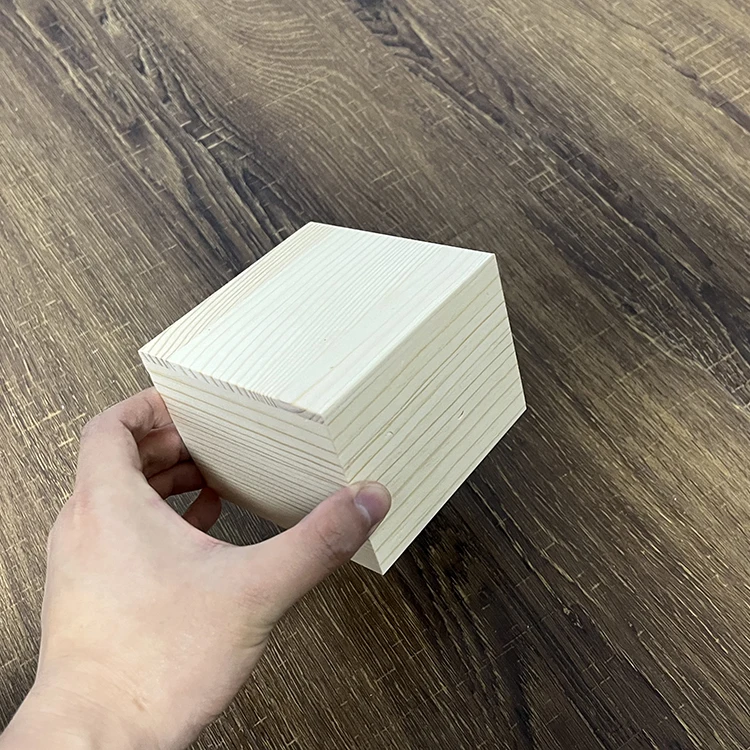 Custom logo 10*10*8cm wooden storage box natural wood jewelry gift box