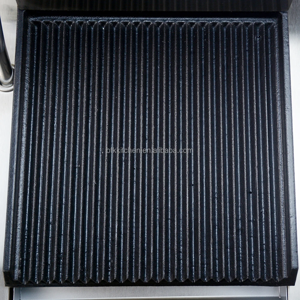 Bestfood Electric Panini Grill Commercial Single Electric Contact Grill With Full Grooved