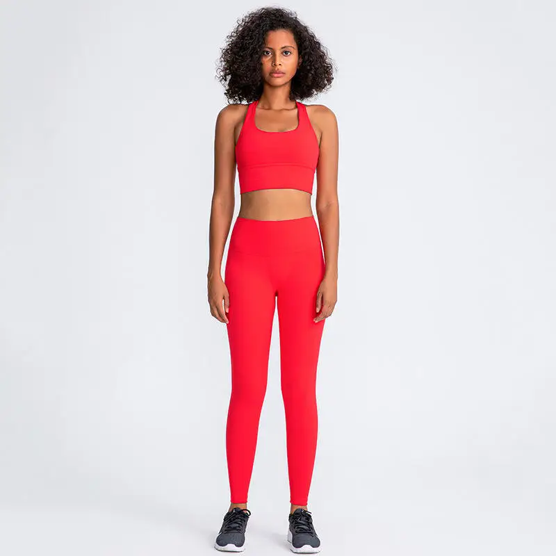 Fitness Active Wear Gym Water Mill Nude Peach Butt High Waist Tight Sports Yoga 2 Piece Sets Women