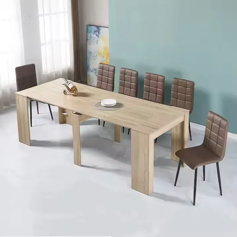 New Design Extendable Dining Table Convertible Large Table Wood For Tiny Houses