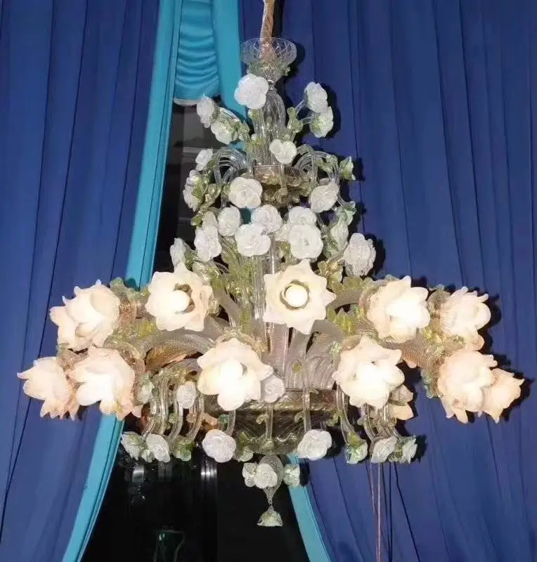 Art Flower Contemporary Chandeliers Pendant Lights Modern Custom Made White Lamp Blown Glass Crystal Murano Glass Glass 360 MJ