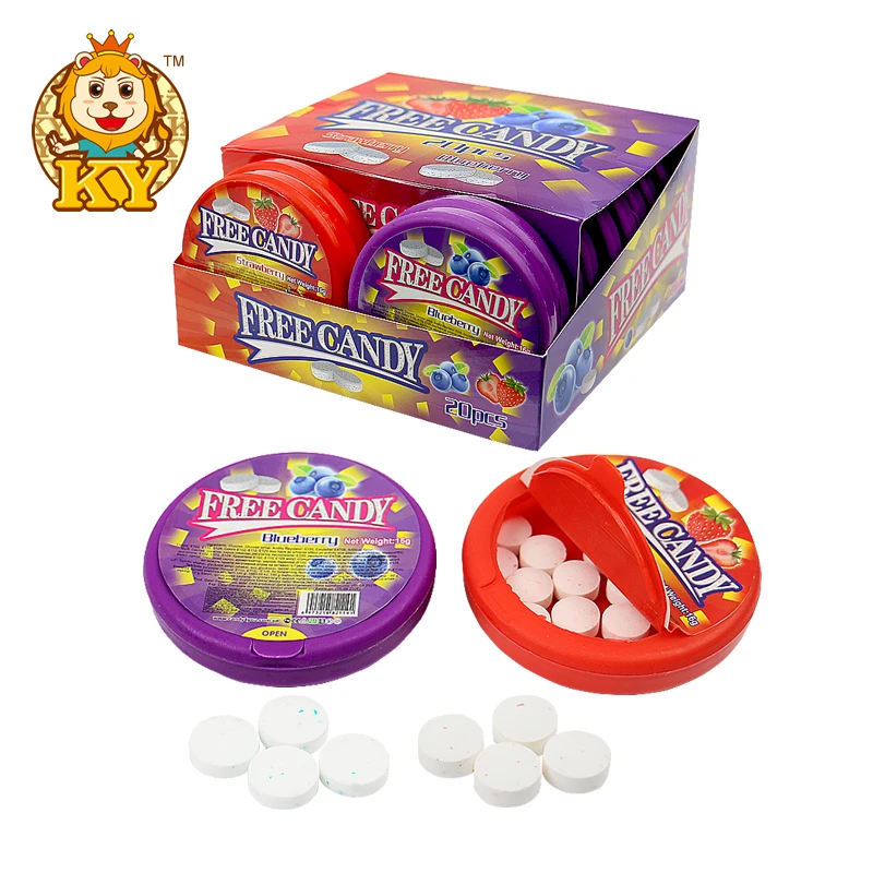 Manufacturer wholesale sour blueberry and strawberry flavors press hard candy