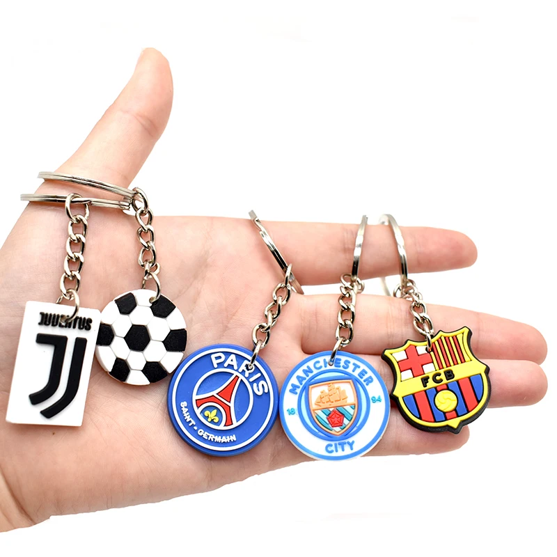 Pvc Football Helmet Keychain Soft Rubber Colorful Football Keychain Portable Football Team Logo Keychain