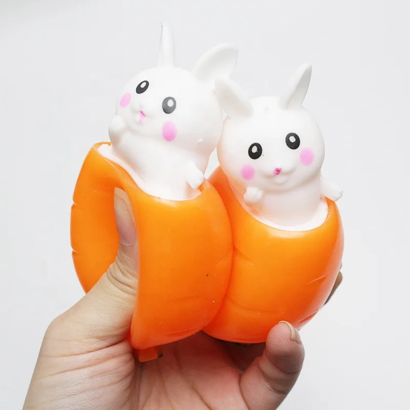 Rabbit Soft Toy Easter Novelty Small Toys Easter Bunny Fidget Toys 2023 Easter Squishy Rabbit Cup Radish Rabbit Squeeze Cup