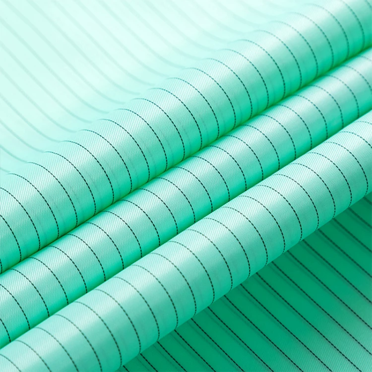 Китай Оптовая полиэстер антистатические электростатические ткани одежды розовый белый светло-голубой цвет полосы