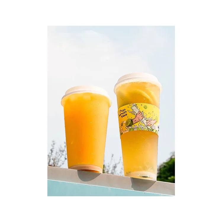 Custom printed disposable clear 12oz 16oz 22oz pp cup Frosted fruit milk boba bubble tea plastic cup