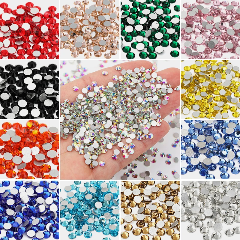 Luminous Glass Transparent Rhinestones Non Hotfix Bulk Ab Crystal Flatback Cut Rhinestone Press On Nails