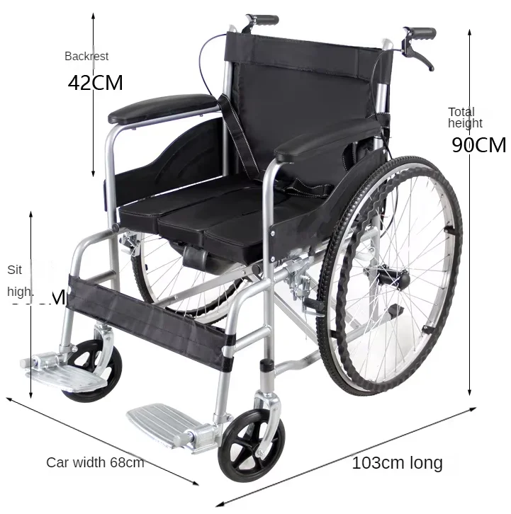 High quality Lightweight manual wheelchair portable folding hand push adult disabled elderly home user outside wheelchair