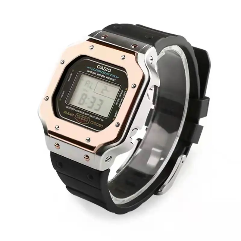 Stainless Steel Strap Bezel Replacements DW-5600 Fluorine Rubber Watch Band Metal Watchcase For DW5600