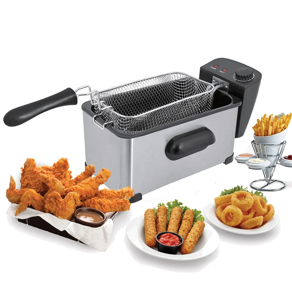 Electric commercial counter top portable 2000W 3L stainless steel single chips frier oil deep fat fryers for restaurant