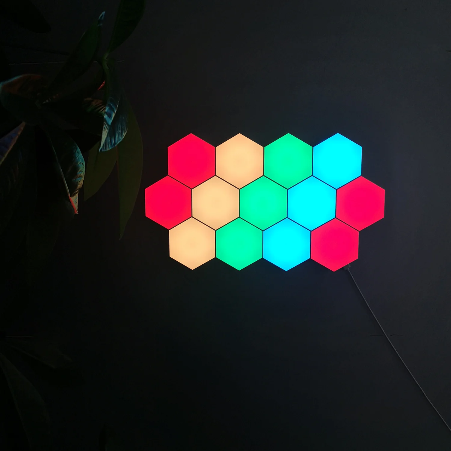 Remote Controlled Color Changing Led Source Hexagonal Wall Light Mood Light for Night Hexagonal Quantum Modular Light Sensor 120