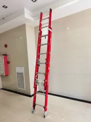 KINGBRIDGE Yellow Color 2 Sections 16ft Vertical Fiberglass Extension Ladder EN131 And EN61478 For Electrical Working Escaleras