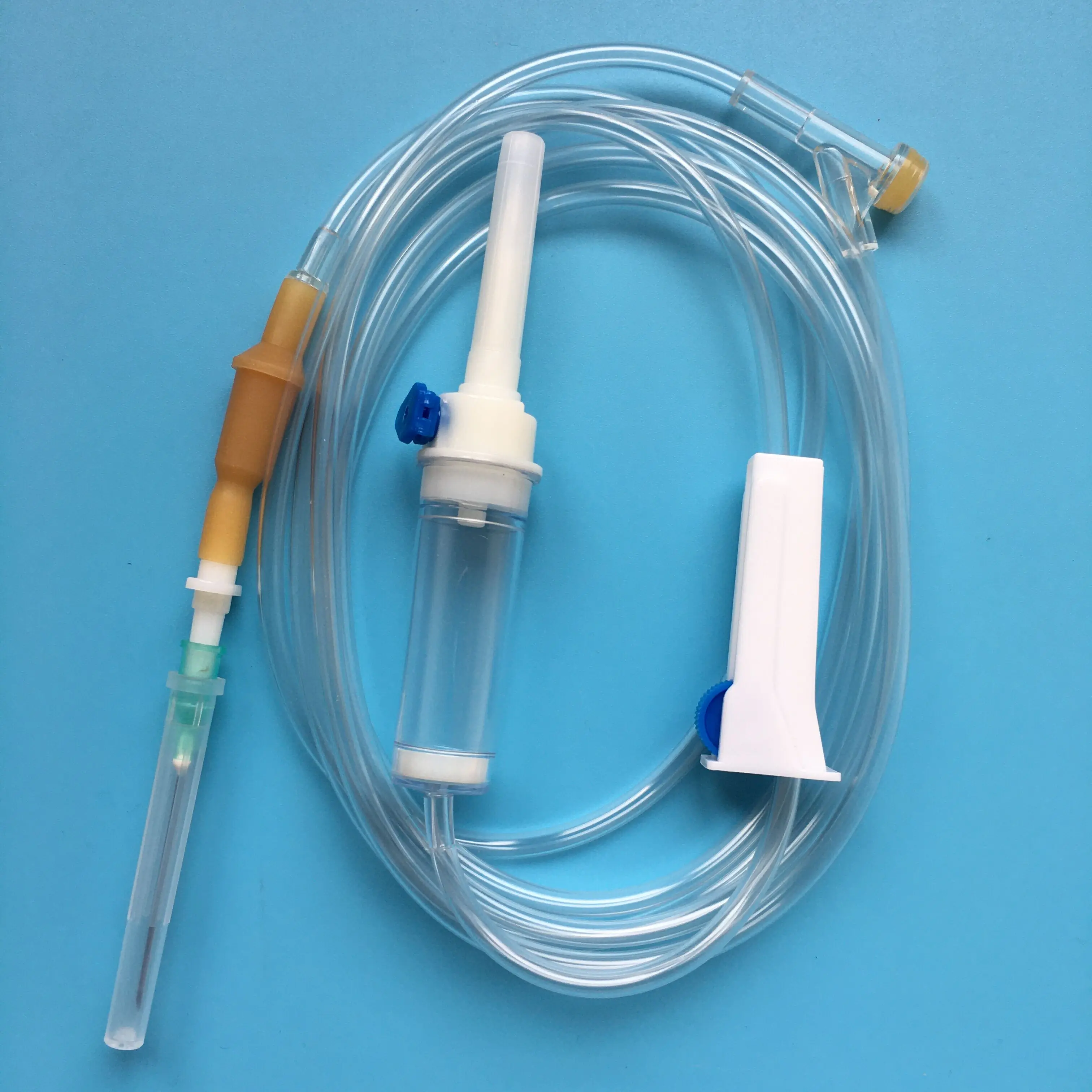Medical Disposable IV Infusion Giving Set with Luer Lock  or lisp Y Connect Latex Injection Site