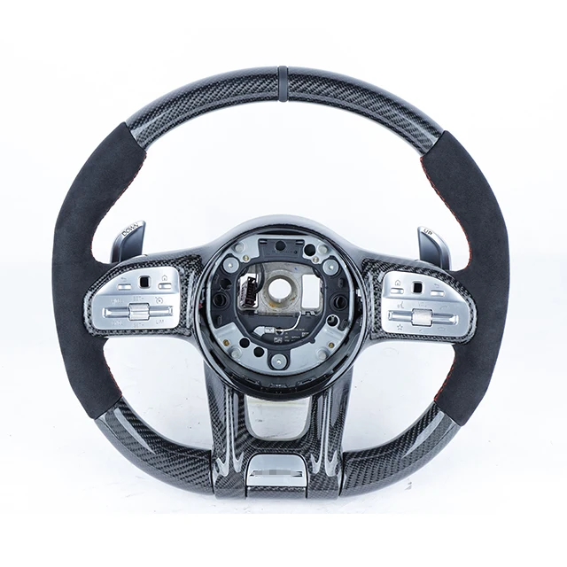 For Mercedes Benz Leather Carbon Fiber AMG Steering Wheel
