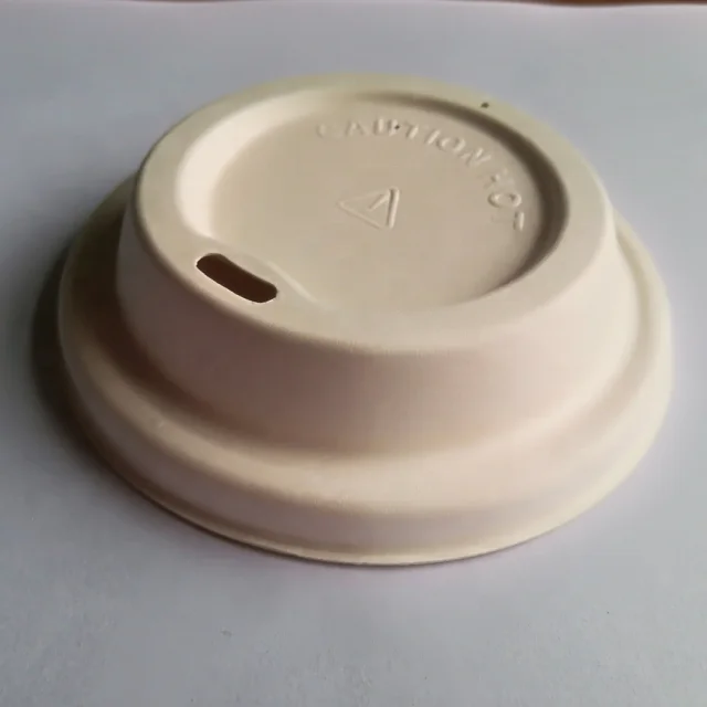 
100% Biodegradable bagasse pulp paper coffee cup lid 