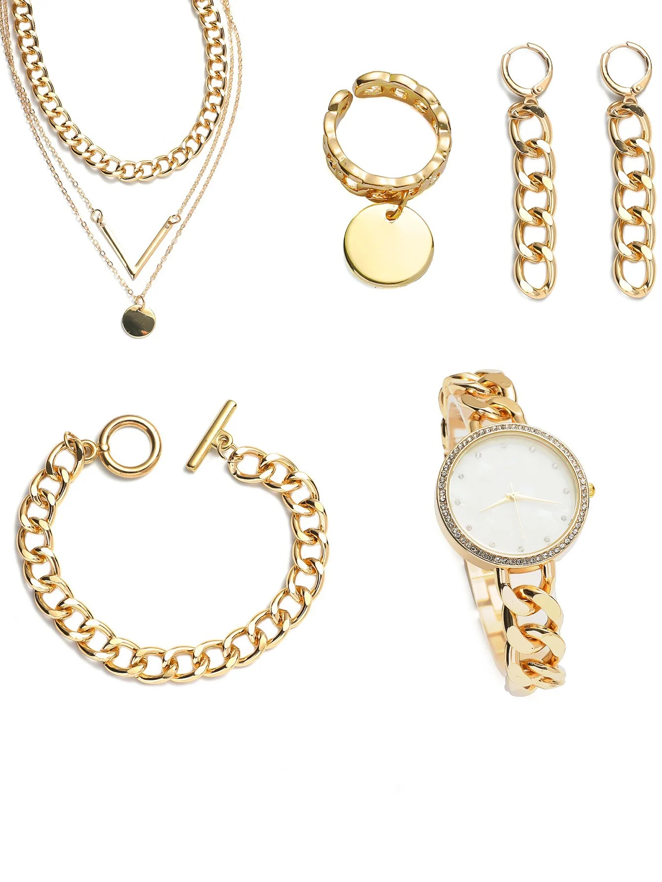 Hot sell Fashion 5 pcs women watch gift set luxury quartz watches for lady with box watch