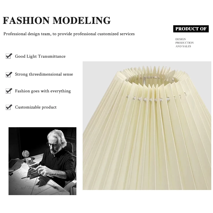 Beautiful Design Easy Install Black Pleated Fabric Lampshade for Ceiling Lighting Table Lamp