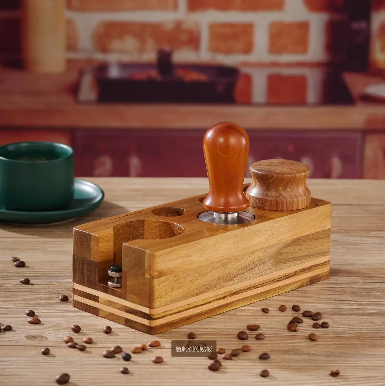 Coffee Tamping Station, Wooden Espresso Tamper Holder Stand Coffee Tool Storage Base Maker Stand for Coffee Machine