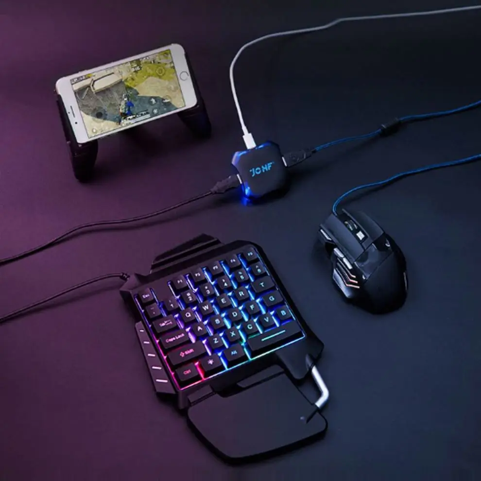 B2C Computer Accessories 1set Gaming Keyboard +Mouse+Converter Adapter For Game PUBG Eating Chicken For Android IOS iPhone