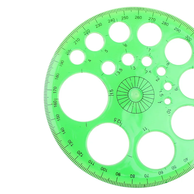 BECOL Wholesale 360 Degree Circular Protractor Plastic Round Ruler Template with 16 Circles for School Office Home