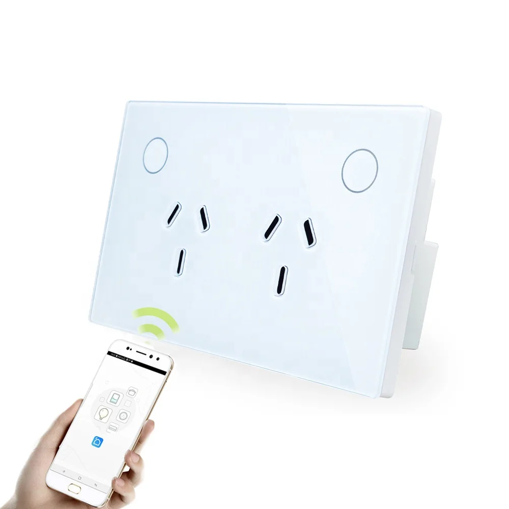 AU Standard Wifi Controlled Toughened Glass Panel Smart Electrical Touch Switch and Power Points