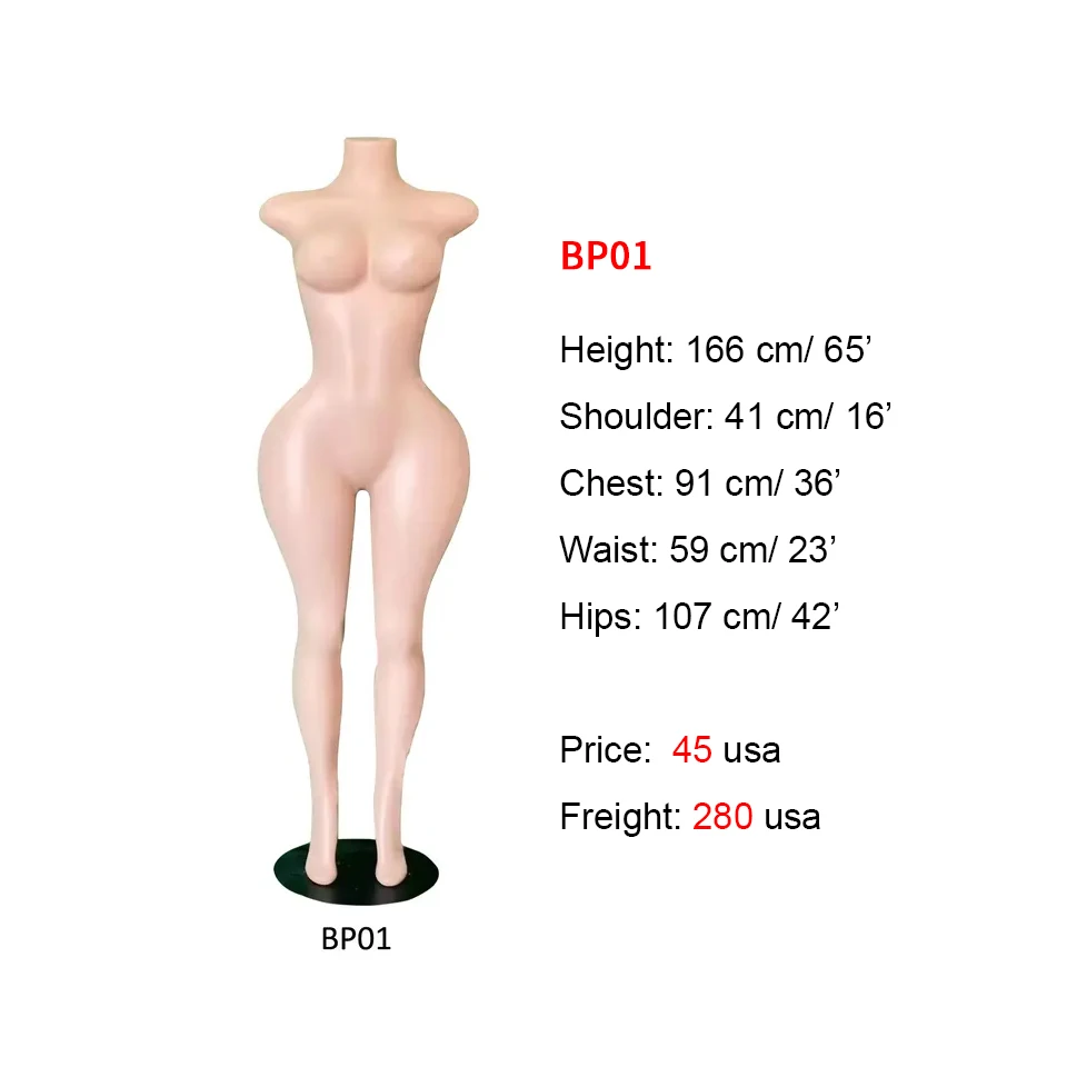 Cheap human body model  Plus size Brazilian female model Curvy figure headless big breasts big butt