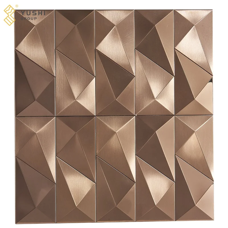 Yushi Group luxury design rosiness Stainless Steel mosaic wall decoration metal mosaic tile