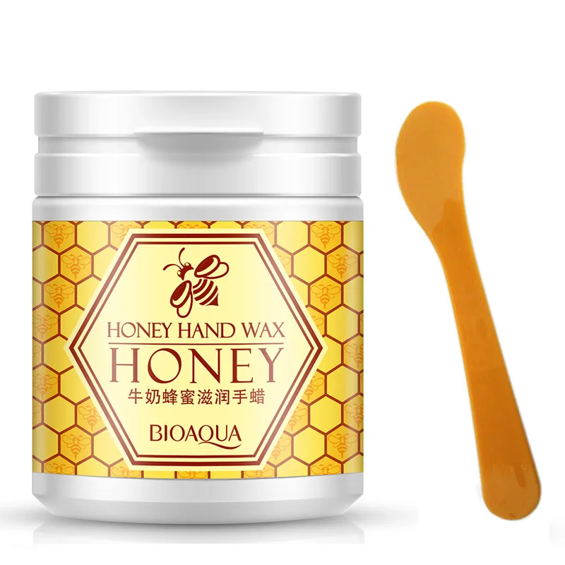 
BIOAQUA Milk Honey Wax Cream with Spoon Paraffin Whitening Nourish Moisturizing Hydrating Remove Dead Skin exfoliator Hand Care 