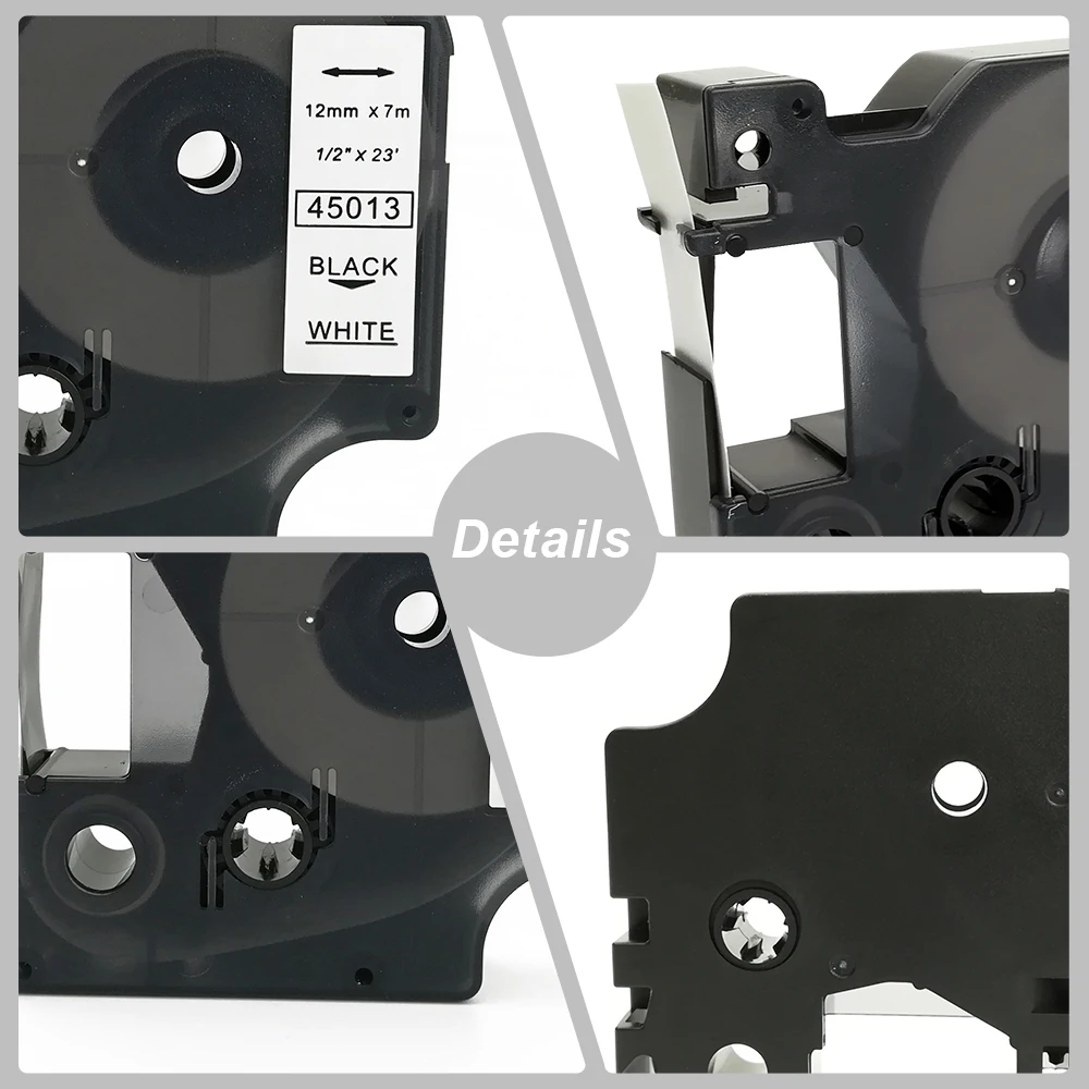 Dymo d1 45013 label manager LM160 картридж для принтера 12 мм черные на белых этикетках ленты