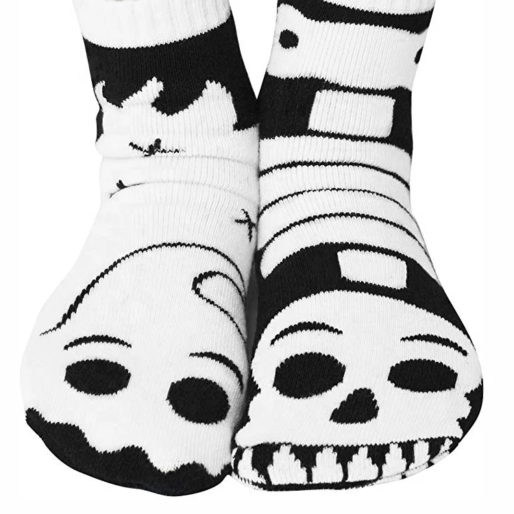 XIANGHUI Halloween Ghost Skeleton Kids Glow-in-the-Dark Socks with No Slip Beads