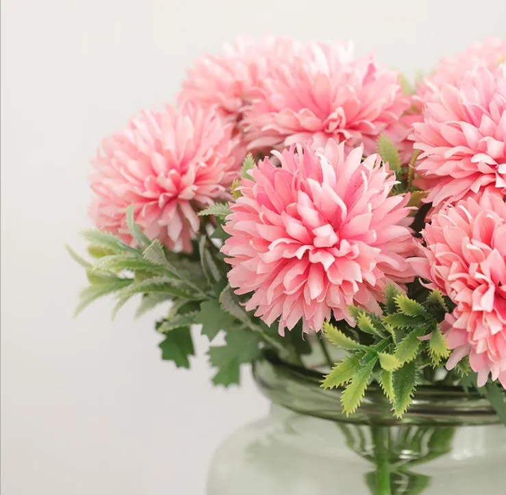 Artificial flower bouquet 5 dandelion ball chrysanthemum Home decoration tabletop display artificial flowers silk flowers