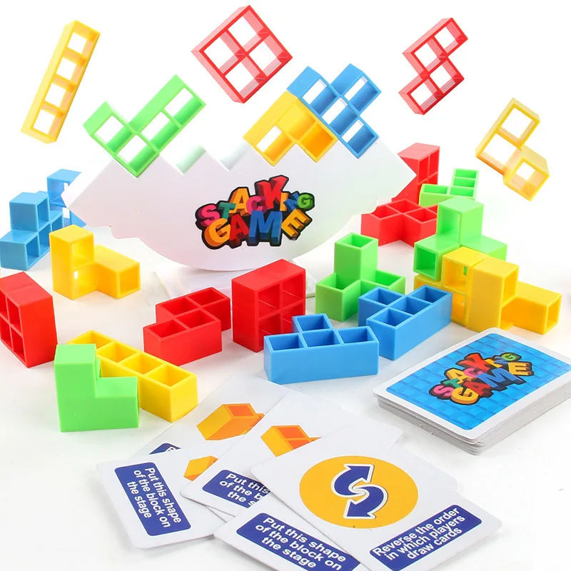 Early-Education Swing Stack High Building Block Puzzle Balance Game Toys 48 PCS Set