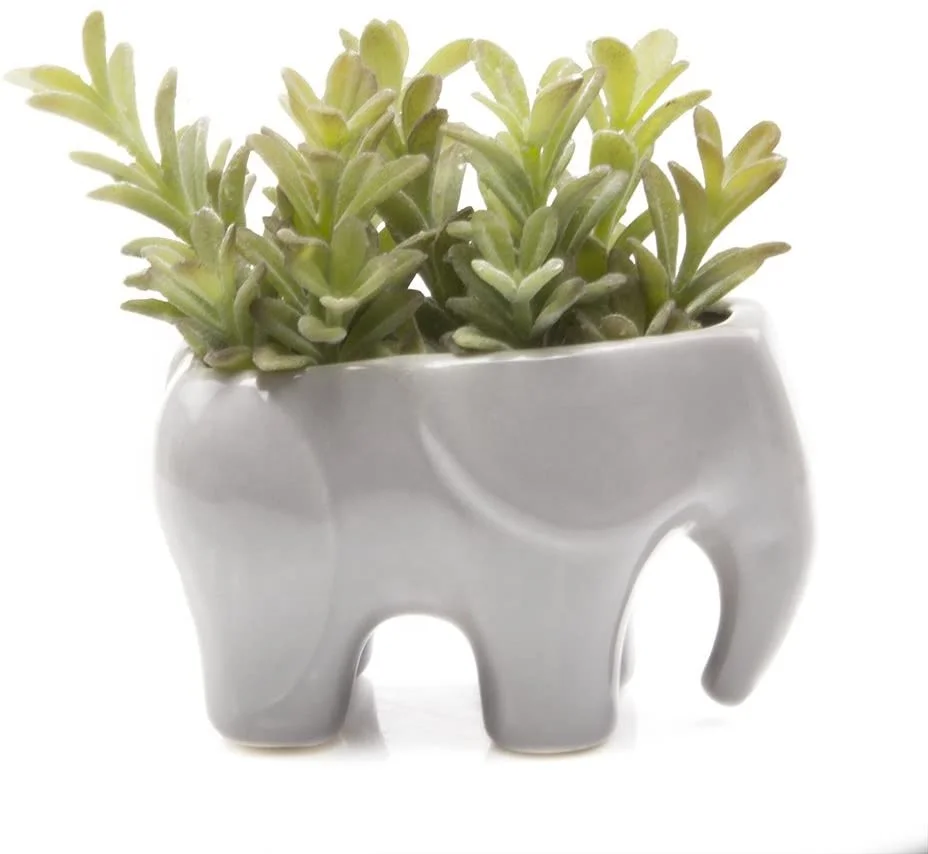 Hot sell daisy elephant ceramic succulent planter garden yard cute animal  cactus pot flower pot for home office tabletop plant